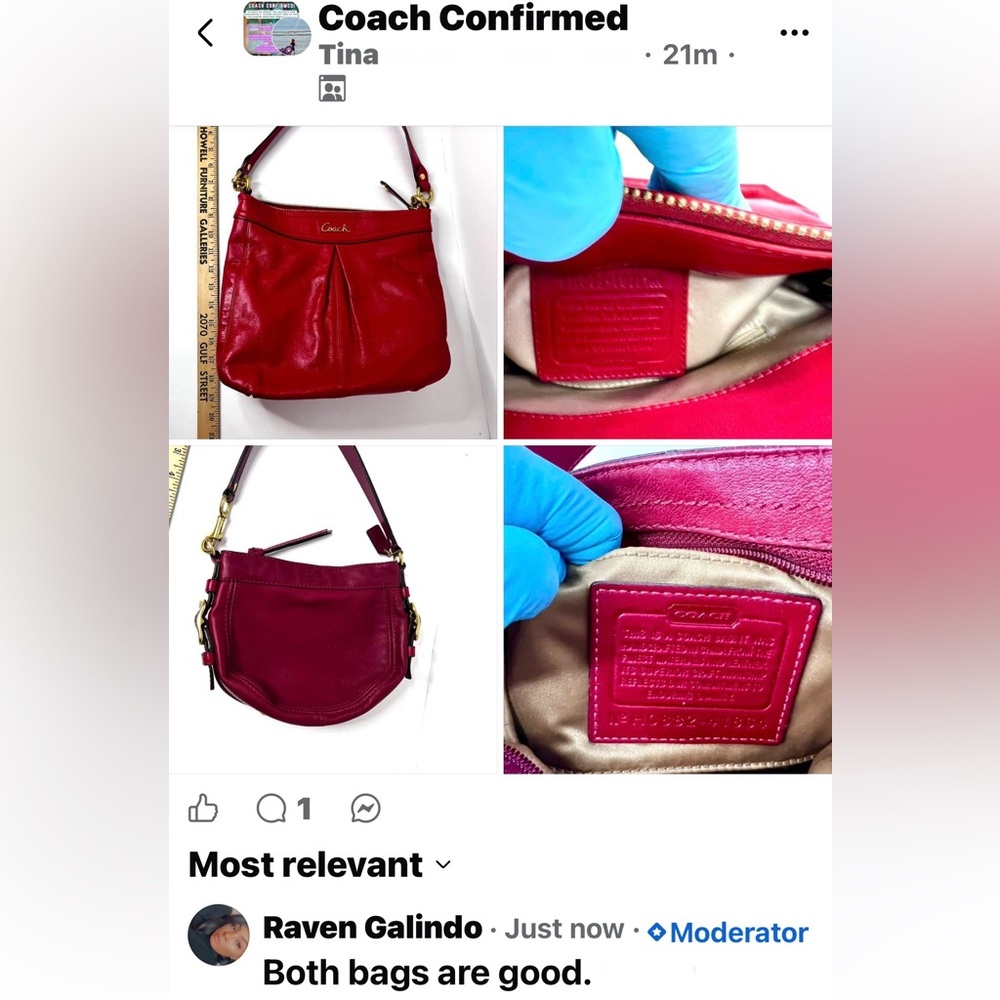 Coach Madison Maggie 41964 Red Leather Shoulder Bag Purse - Picture 11 of 14
